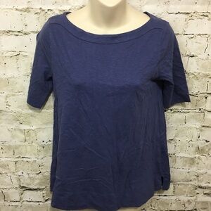 🌻 LOFT Blue Elbow Sleeve Boat Neck Top D25